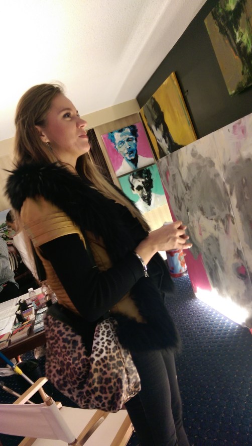 Visitor With Leslie Nolan Artwork